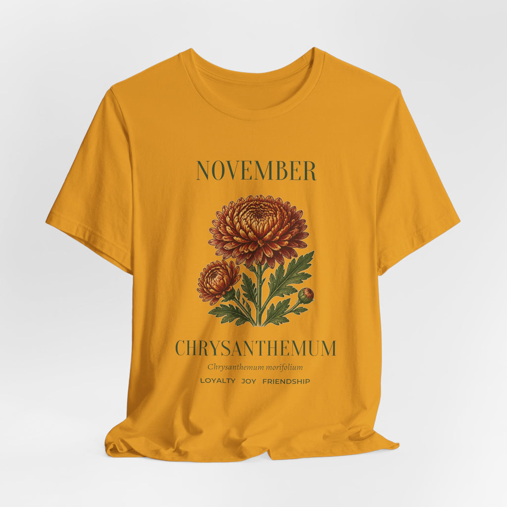 November Birth Flower Tee | Chrysanthemum Celestial Design | Birthday Gift