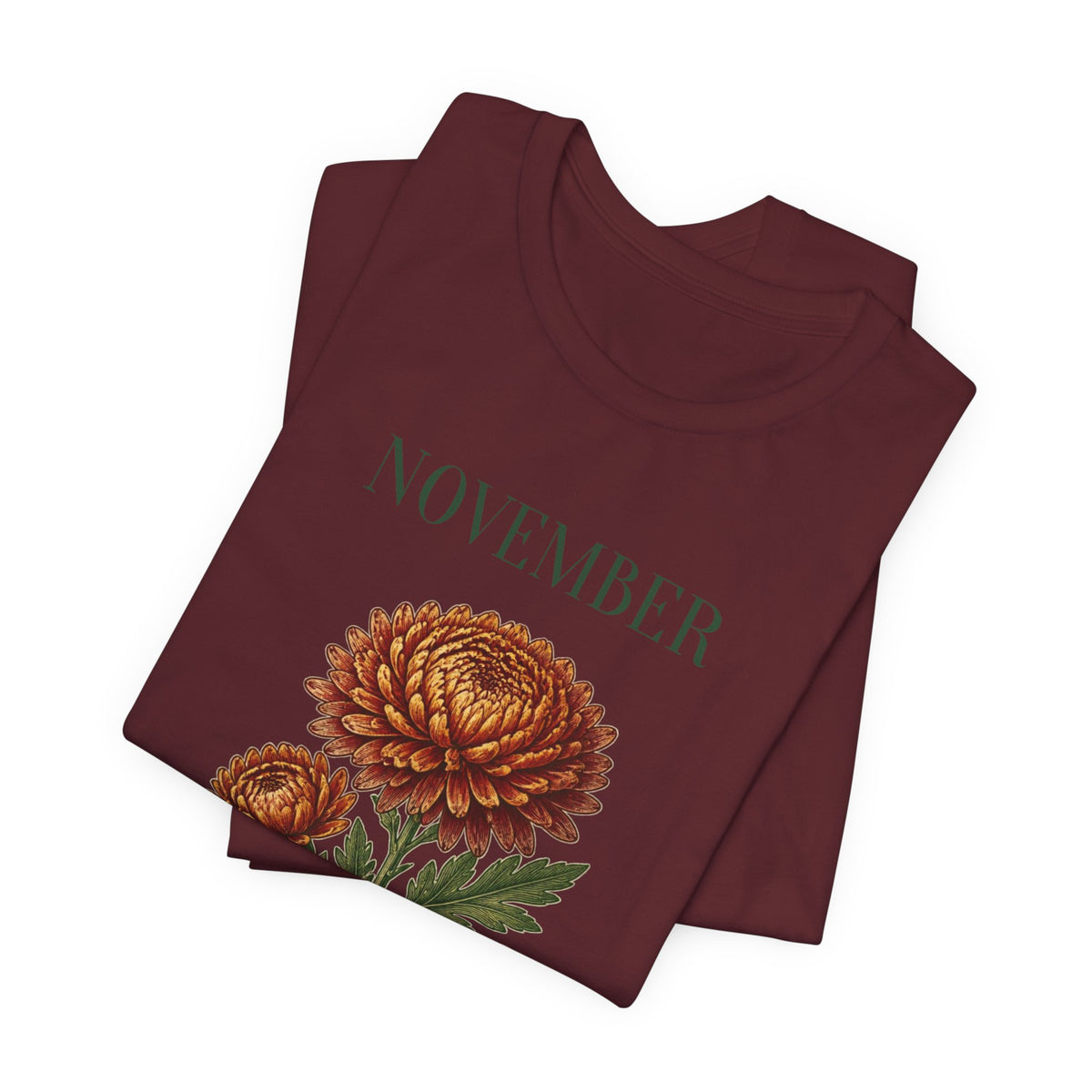 November Birth Flower Tee | Chrysanthemum Celestial Design | Birthday Gift