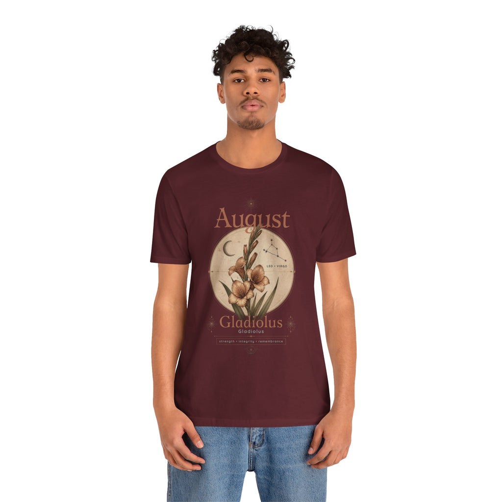 August Birth Flower Gladiolus Floral Tee