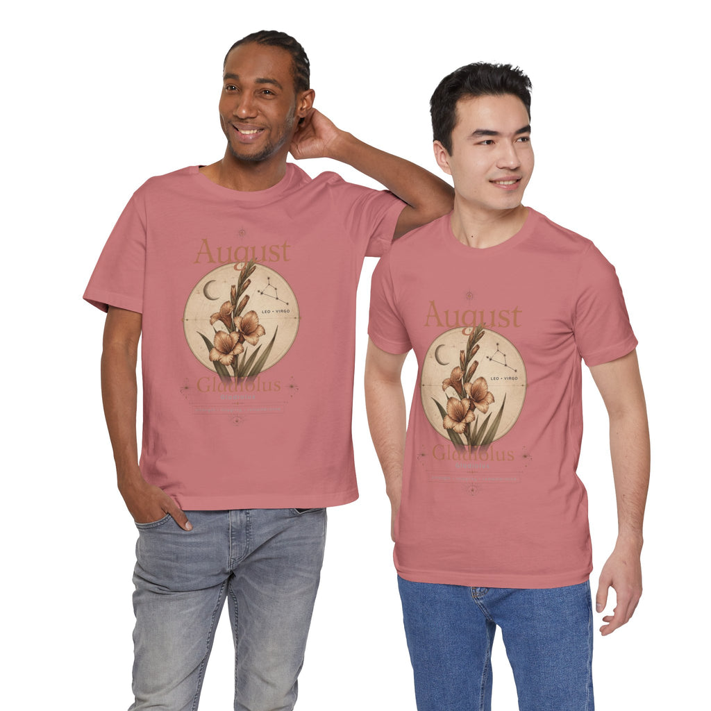 August Birth Flower Gladiolus Floral Tee