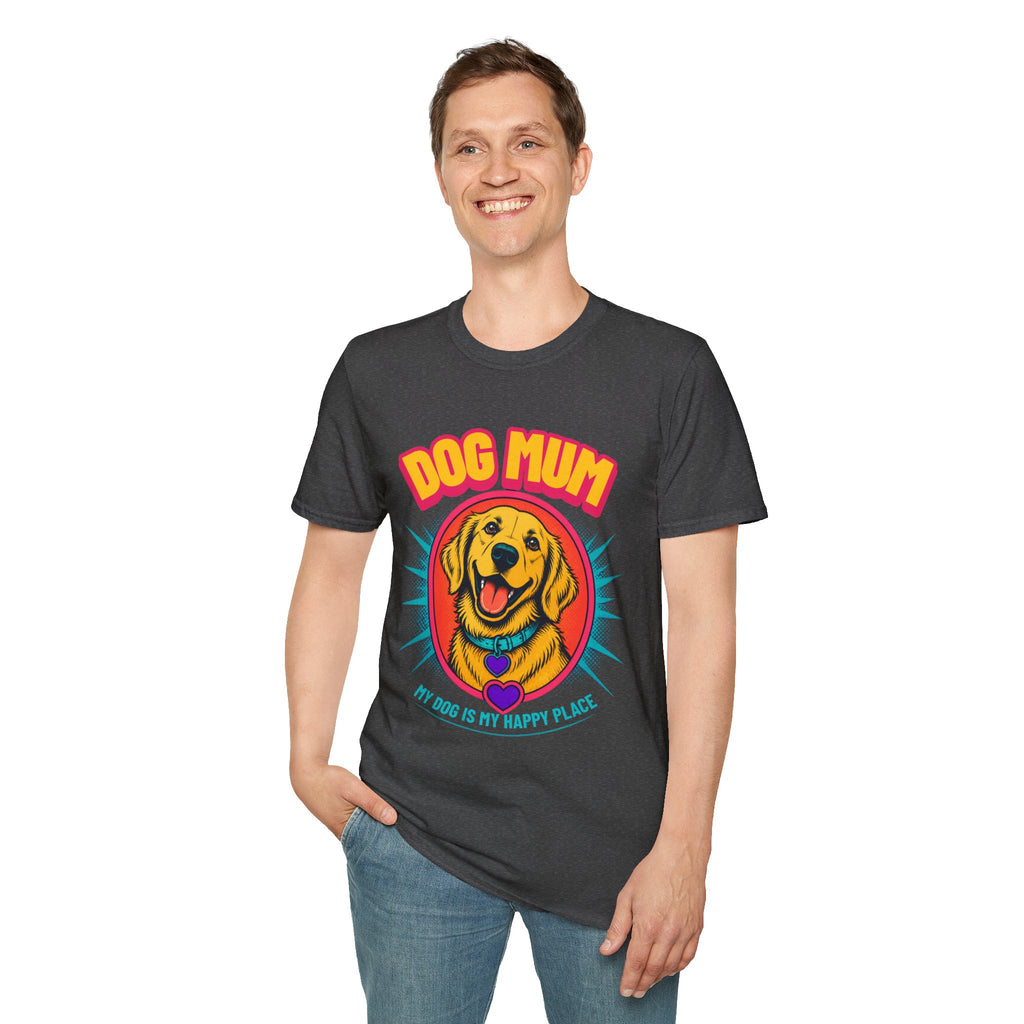 Dog Mum Golden Retriever T-Shirt | Cute Retro Dog Portrait, Pet Lover Tee
