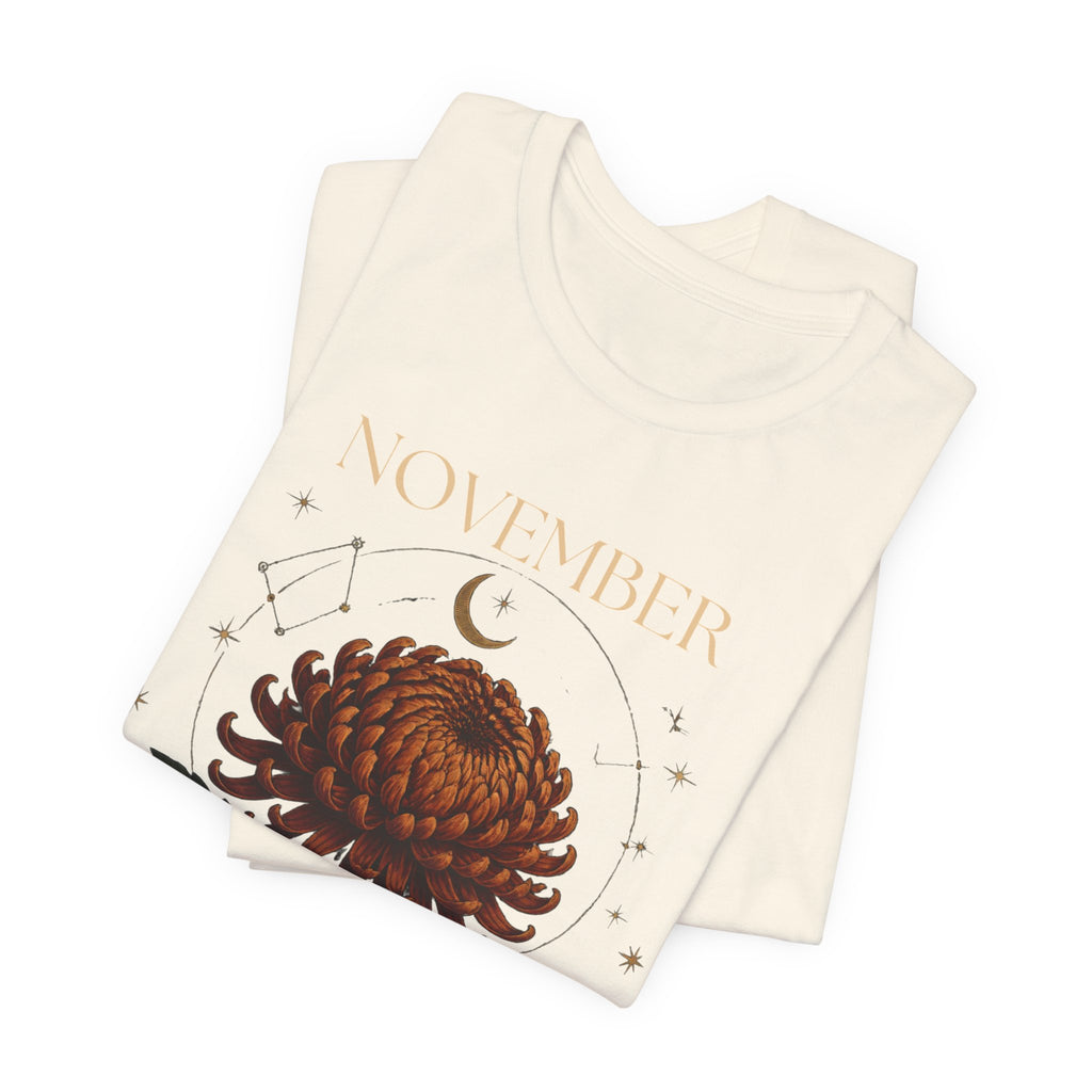 November Birth Flower Chrysanthemum Tee — Floral Birth Month T-Shirt