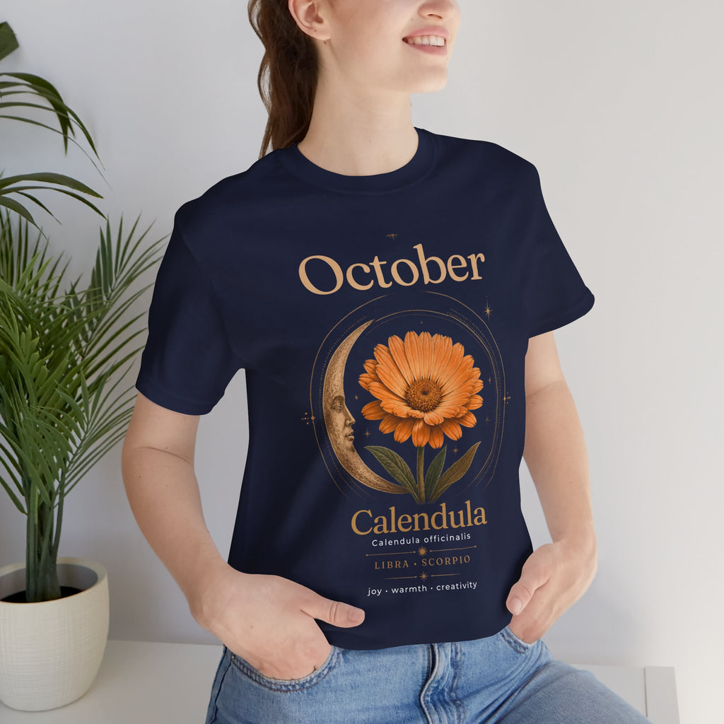 October Birth Flower Calendula T‑Shirt – Floral Birth Month Tee