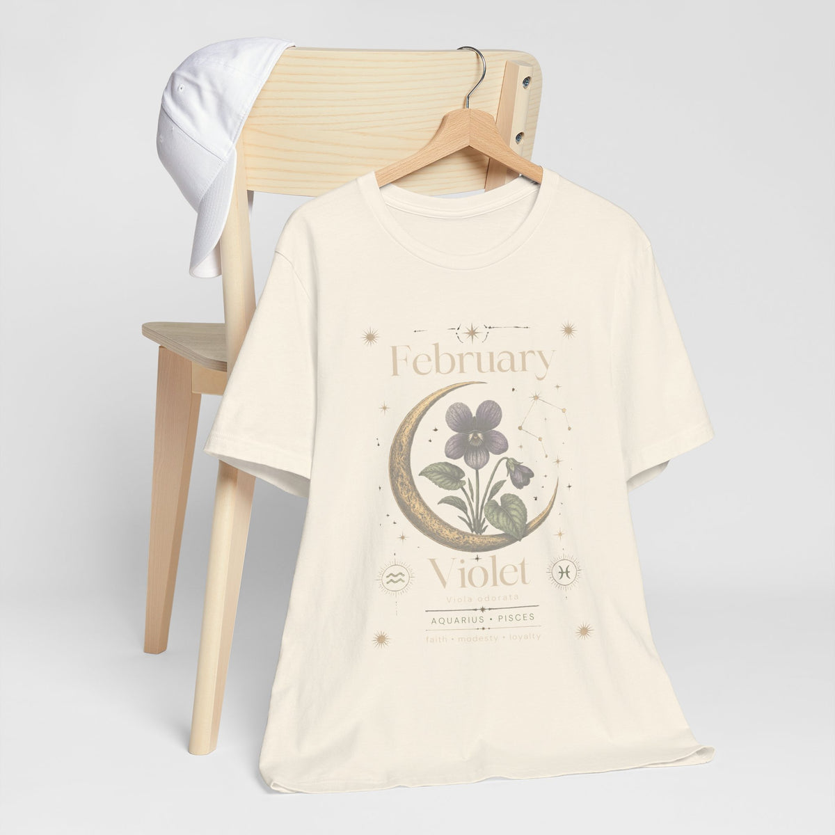 February Birth Flower Tee | Violet Botanical Design | Birthday Gift
