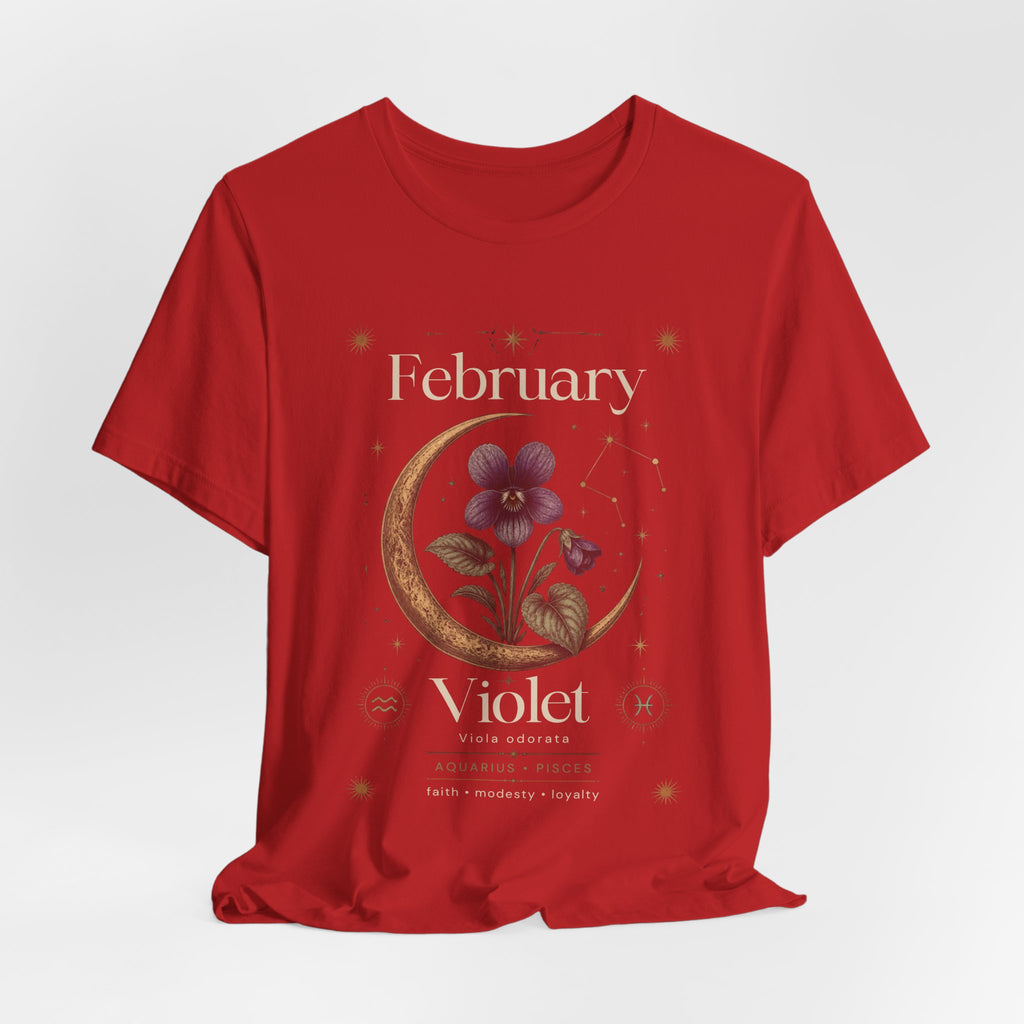 February Birth Flower Tee | Violet Botanical Design | Birthday Gift