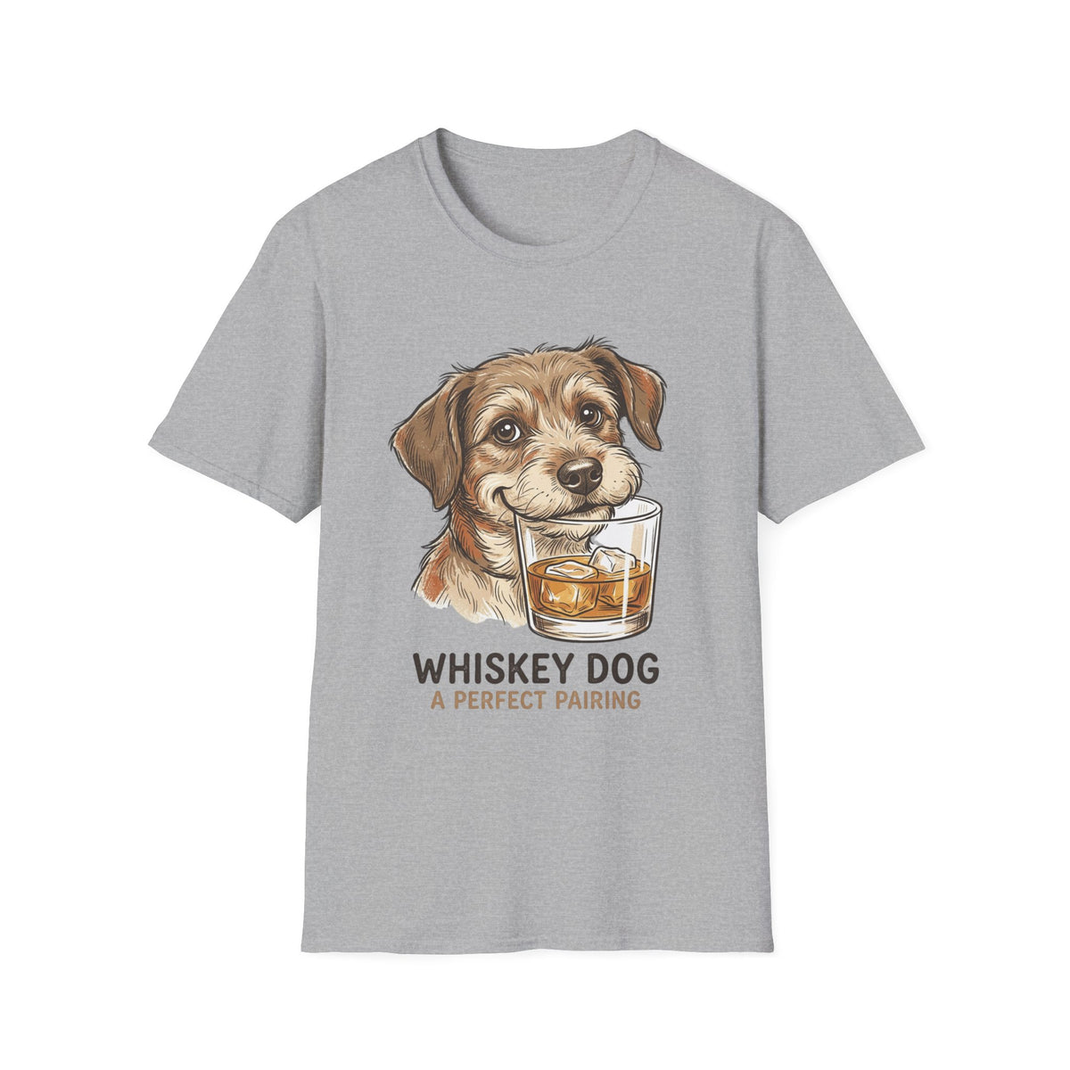Whiskey Dog A Perfect Pairing T-Shirt | Dog & Whiskey Illustration