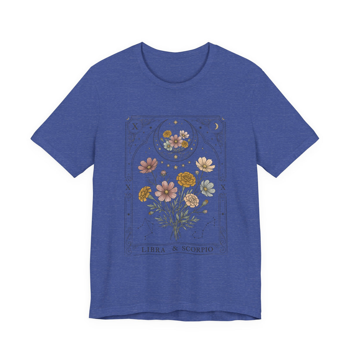 October - Libra & Scorpio Floral Zodiac Birth Flower T‑Shirt — Botanical Horoscope Tee