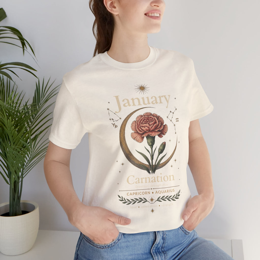 January Birth Flower - Carnation T-Shirt — Birth Month Flower Tee