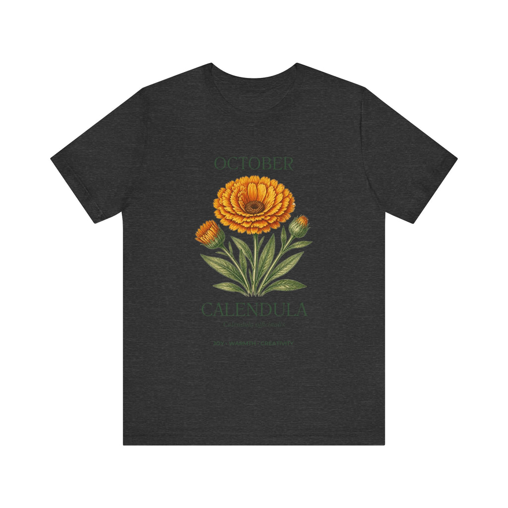 October Birth Flower Tee | Marigold & Cosmos Celestial Design | Birthday Gift