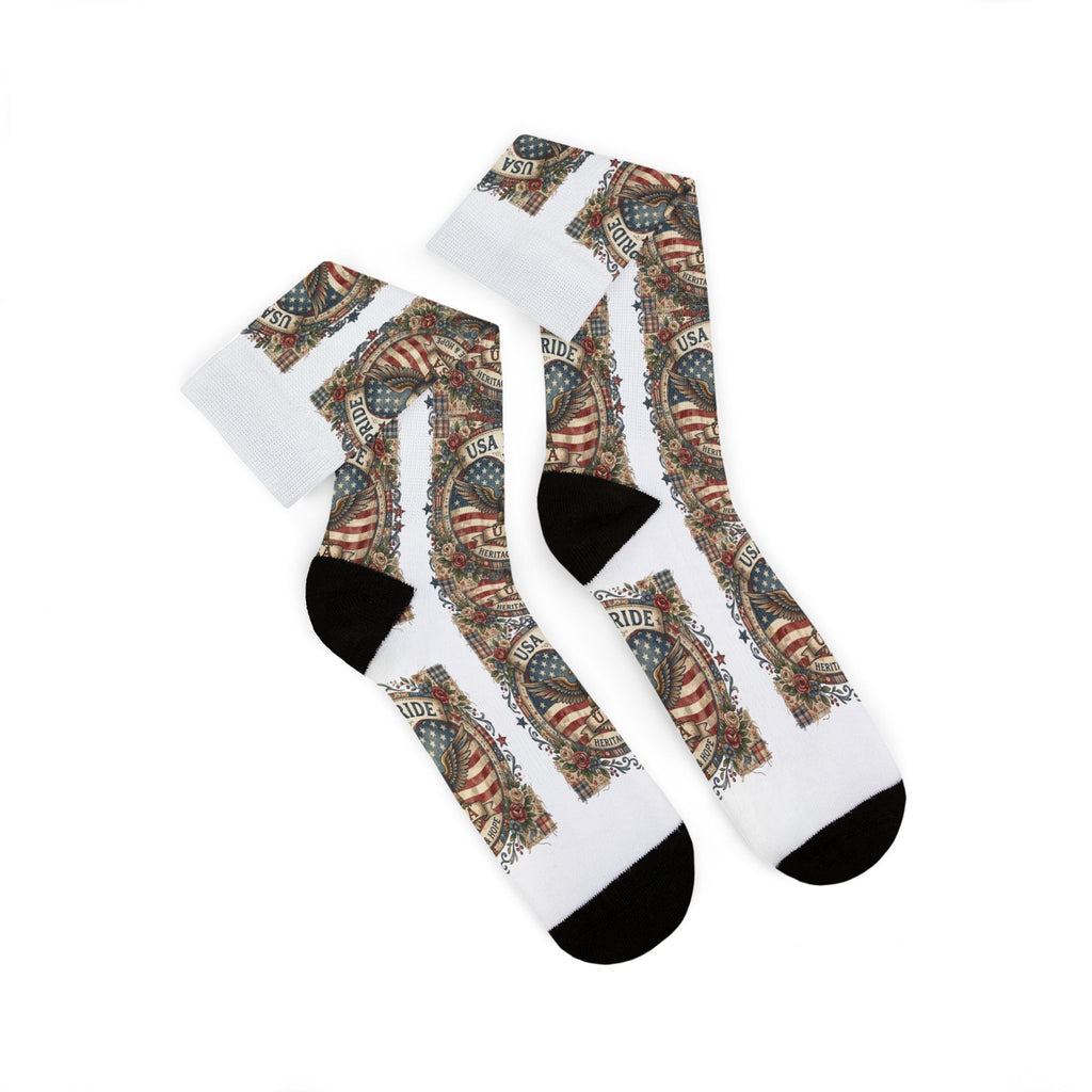 USA Pride Eagle Emblem Socks | American Flag Sublimation Socks