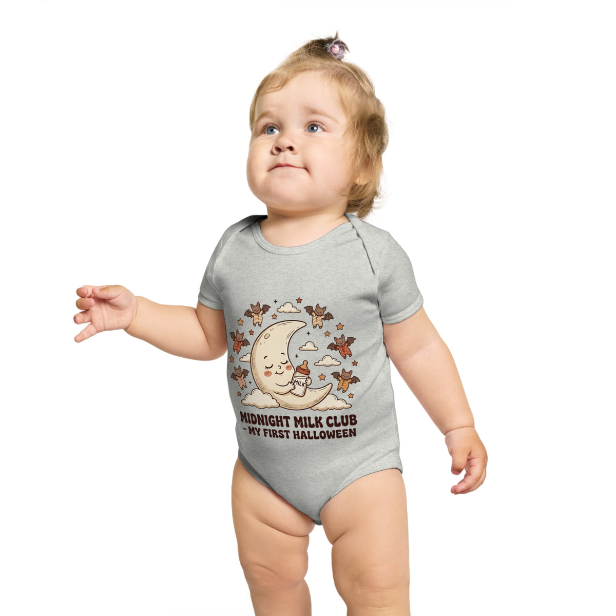 Halloween Baby Bodysuit — "Midnight Milk Club: My First Halloween" Cute Moon & Cupcake Infant One-Piece