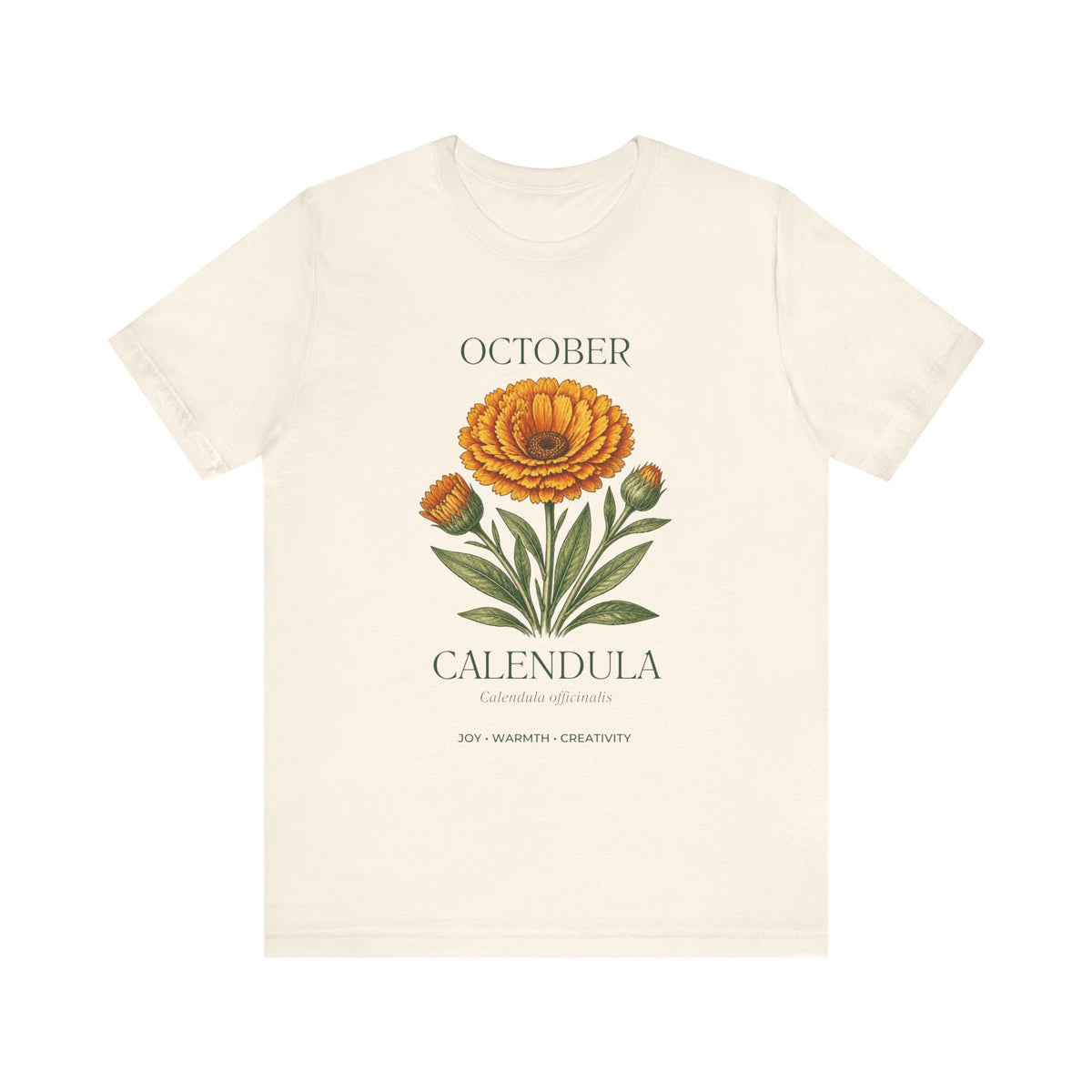 October Birth Flower Tee | Marigold & Cosmos Celestial Design | Birthday Gift