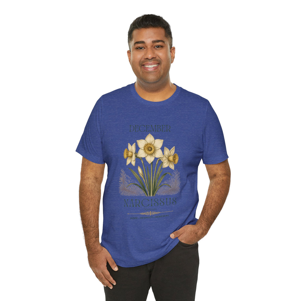 December Birth Flower Tee | Narcissus & Holly Celestial Design | Birthday Gift