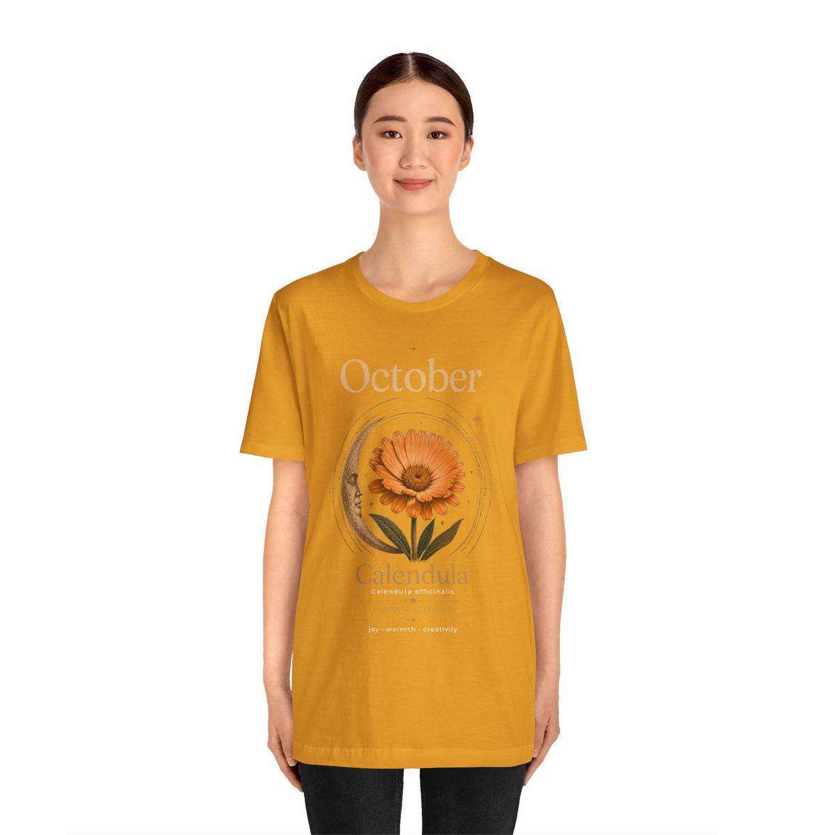 October Birth Flower Calendula T‑Shirt – Floral Birth Month Tee