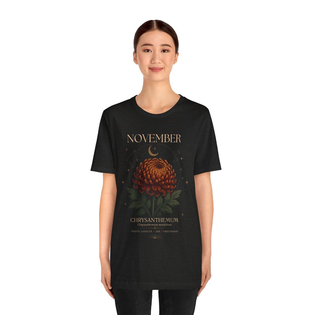 November Birth Flower Chrysanthemum Tee — Floral Birth Month T-Shirt