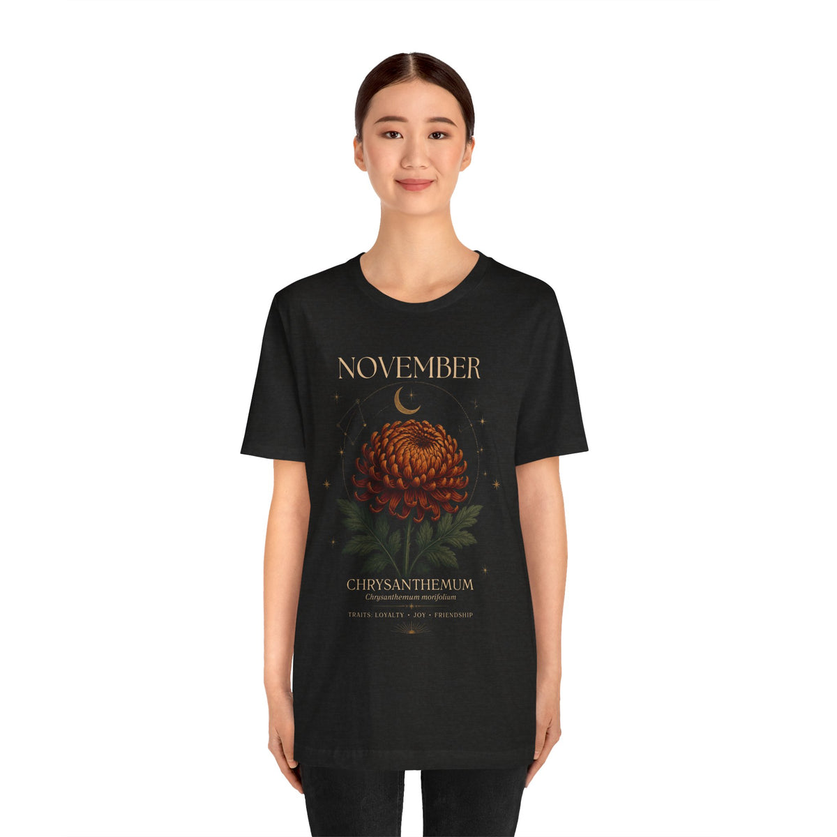 November Birth Flower Chrysanthemum Tee — Floral Birth Month T-Shirt