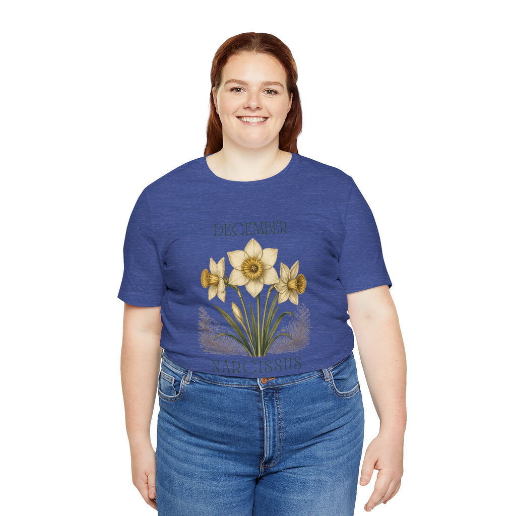 December Birth Flower Tee | Narcissus & Holly Celestial Design | Birthday Gift