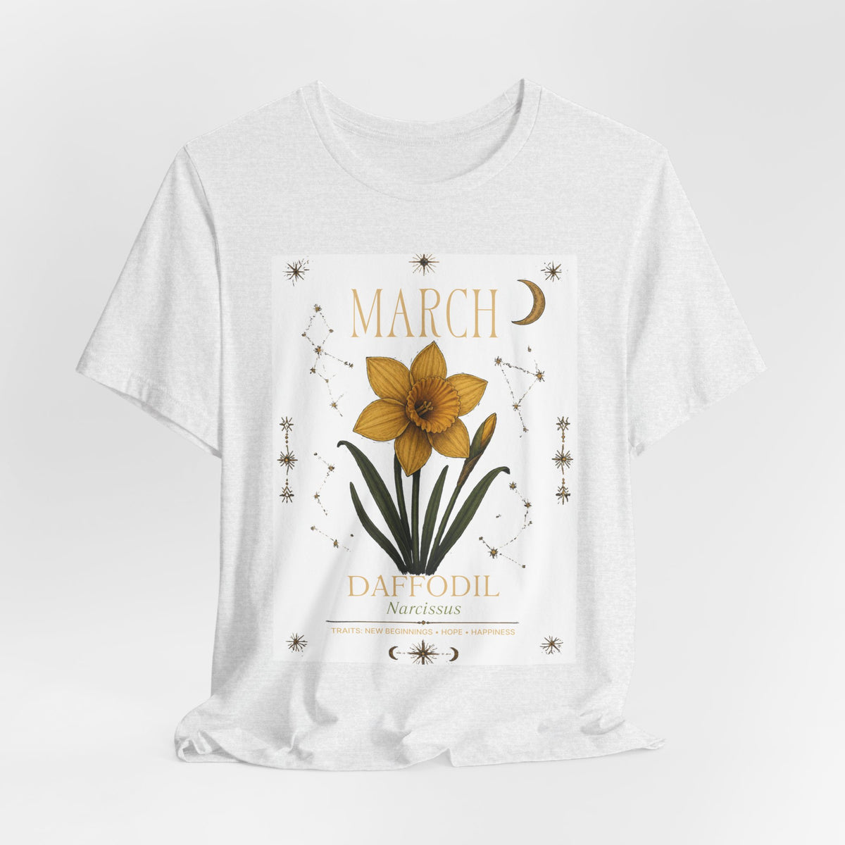 March Zodiac/Celestial aesthetics with birth flower — Birth Month Flower Tee