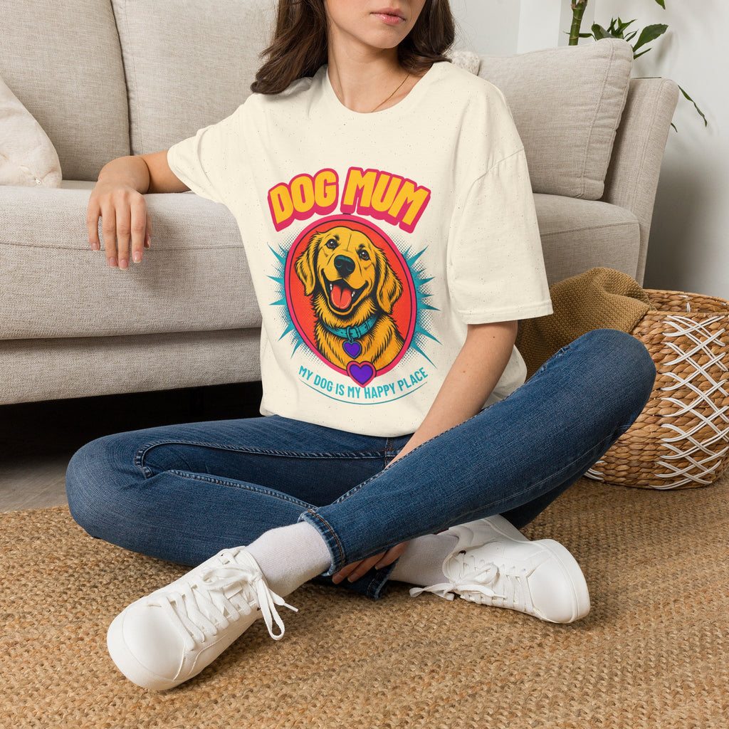 Dog Mum Golden Retriever T-Shirt | Cute Retro Dog Portrait, Pet Lover Tee