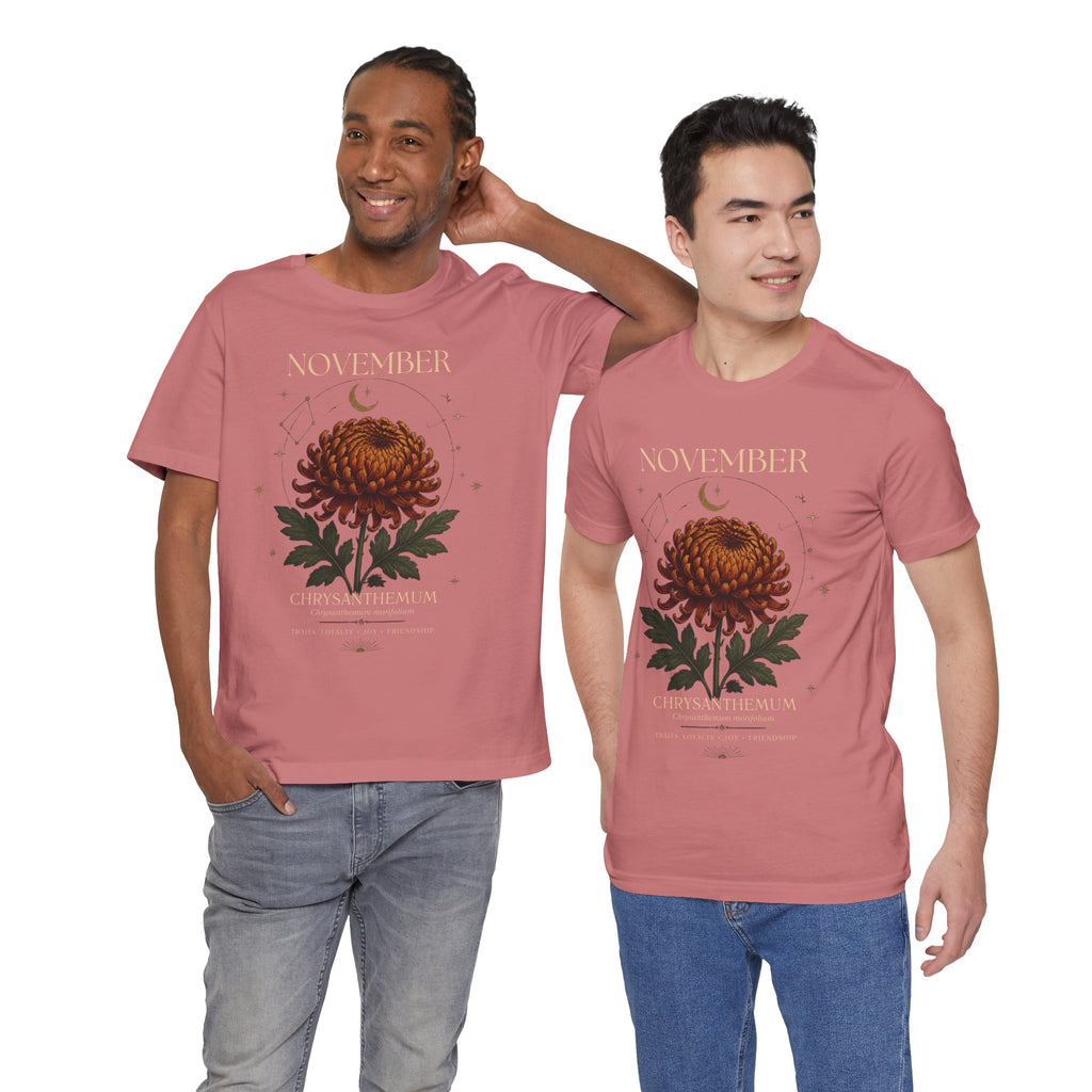 November Birth Flower Chrysanthemum Tee — Floral Birth Month T-Shirt