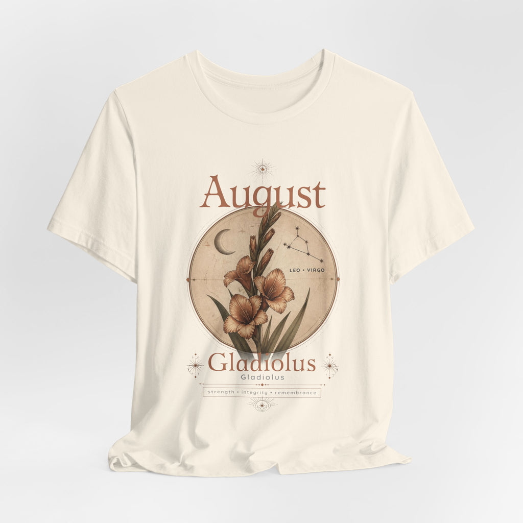 August Birth Flower Gladiolus Floral Tee
