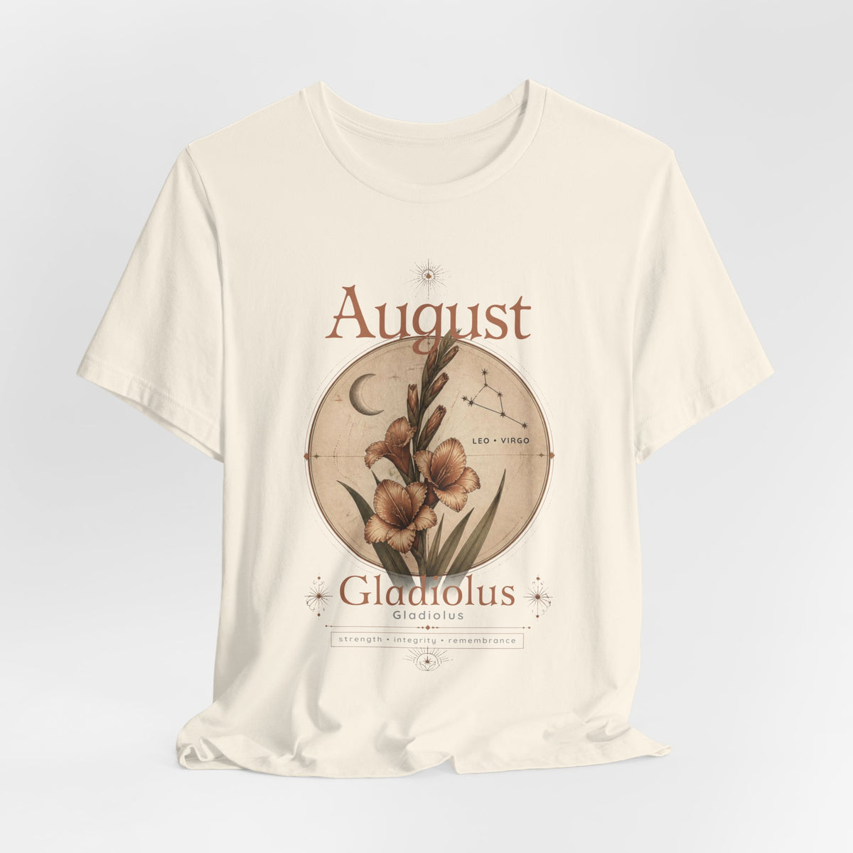 August Birth Flower Gladiolus Floral Tee