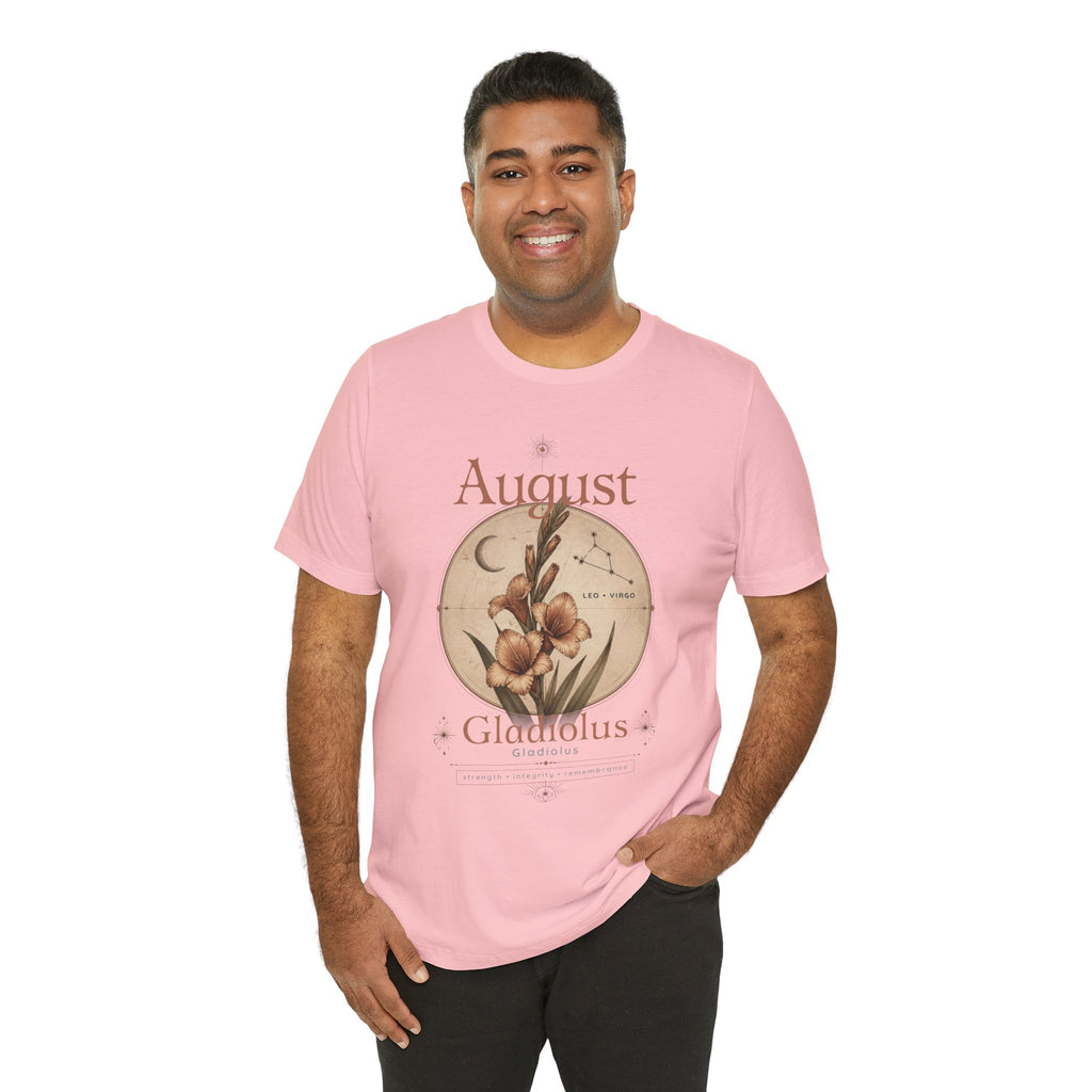 August Birth Flower Gladiolus Floral Tee