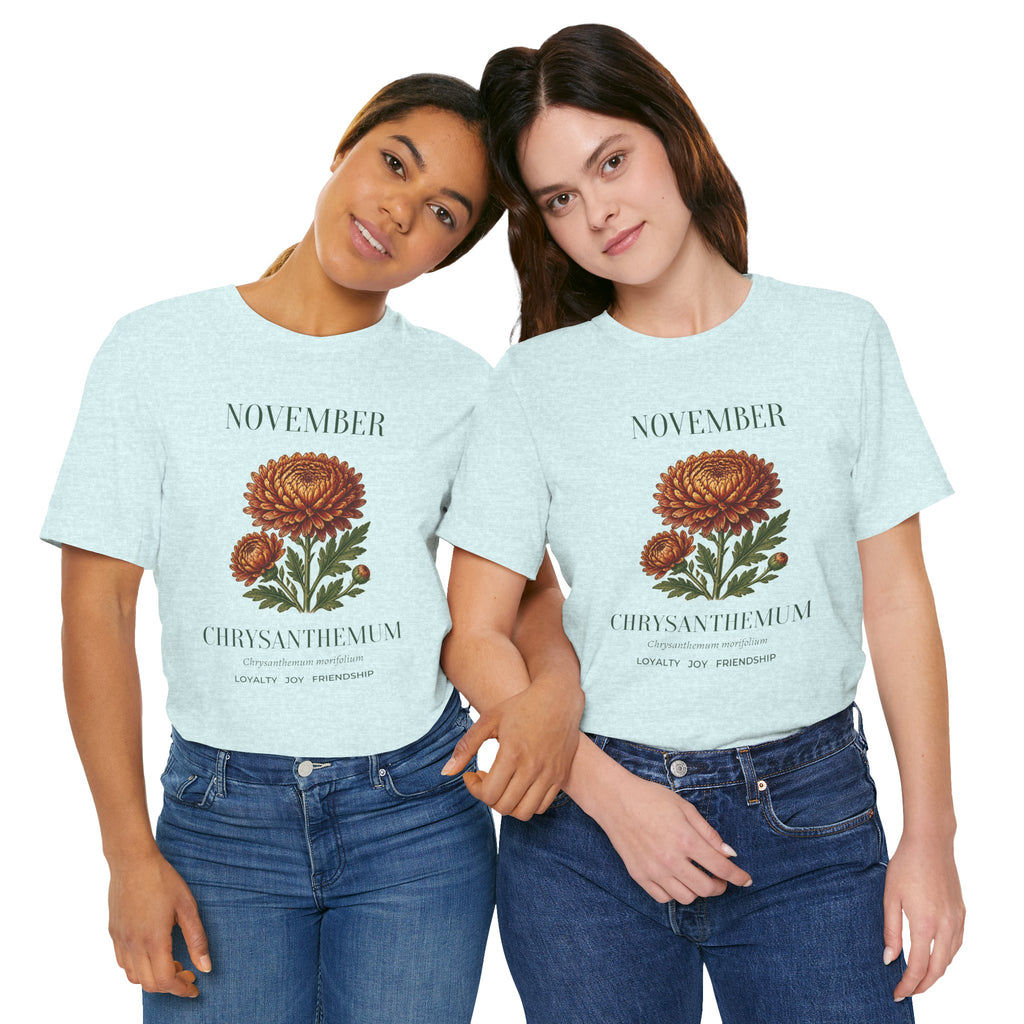 November Birth Flower Tee | Chrysanthemum Celestial Design | Birthday Gift