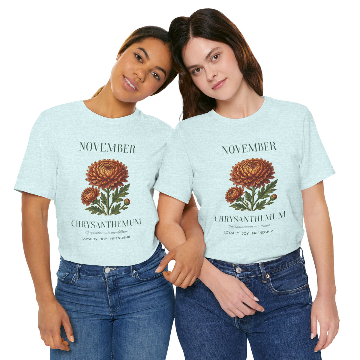 November Birth Flower Tee | Chrysanthemum Celestial Design | Birthday Gift