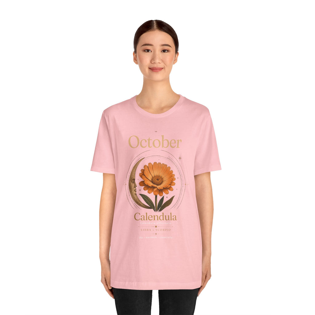October Birth Flower Calendula T‑Shirt – Floral Birth Month Tee