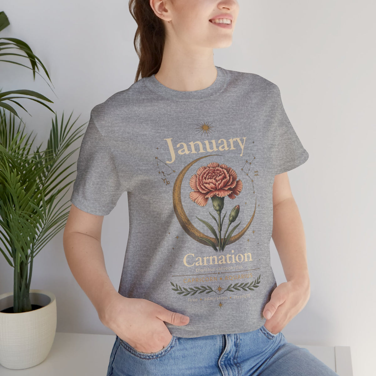 January Birth Flower - Carnation T-Shirt — Birth Month Flower Tee
