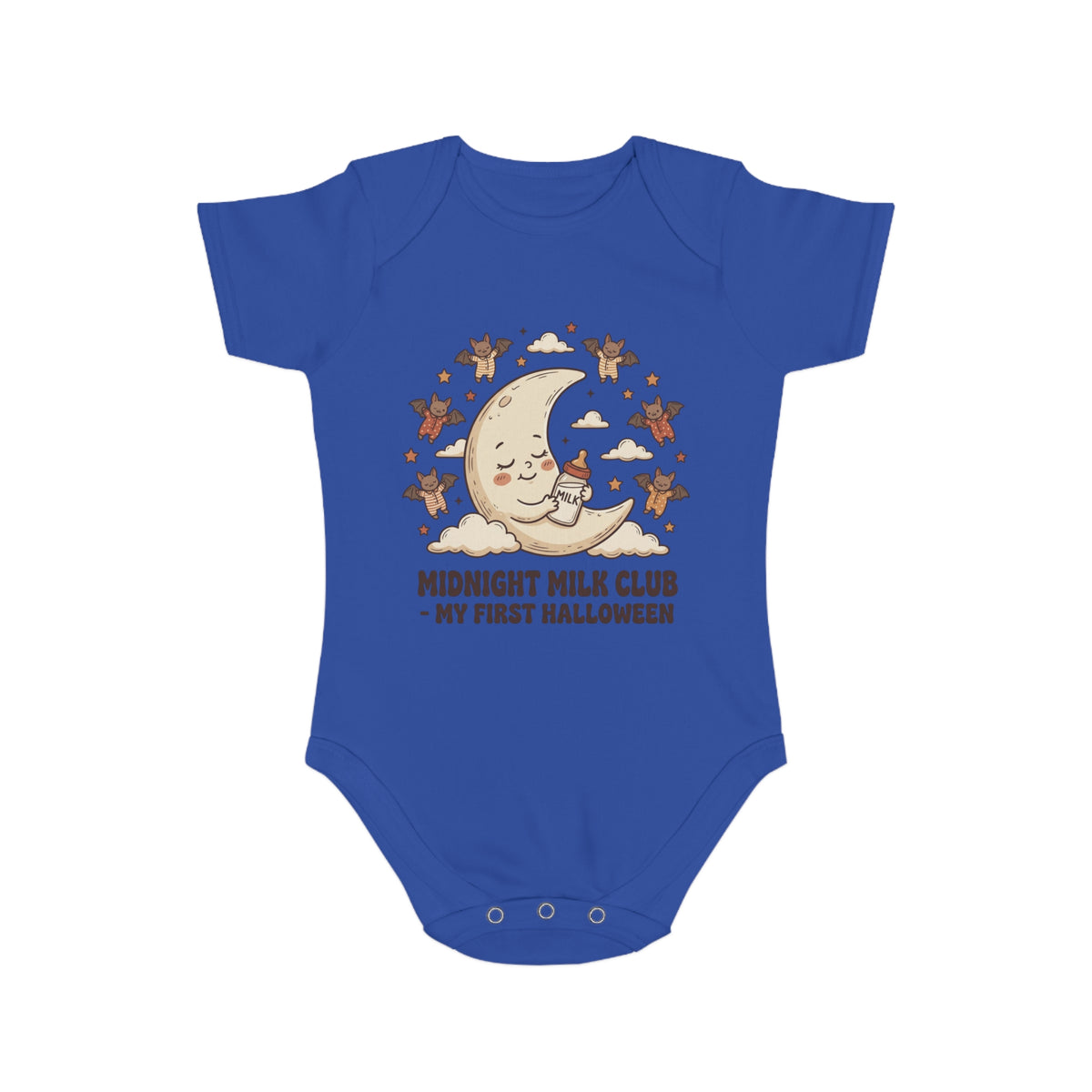 Halloween Baby Bodysuit — "Midnight Milk Club: My First Halloween" Cute Moon & Cupcake Infant One-Piece