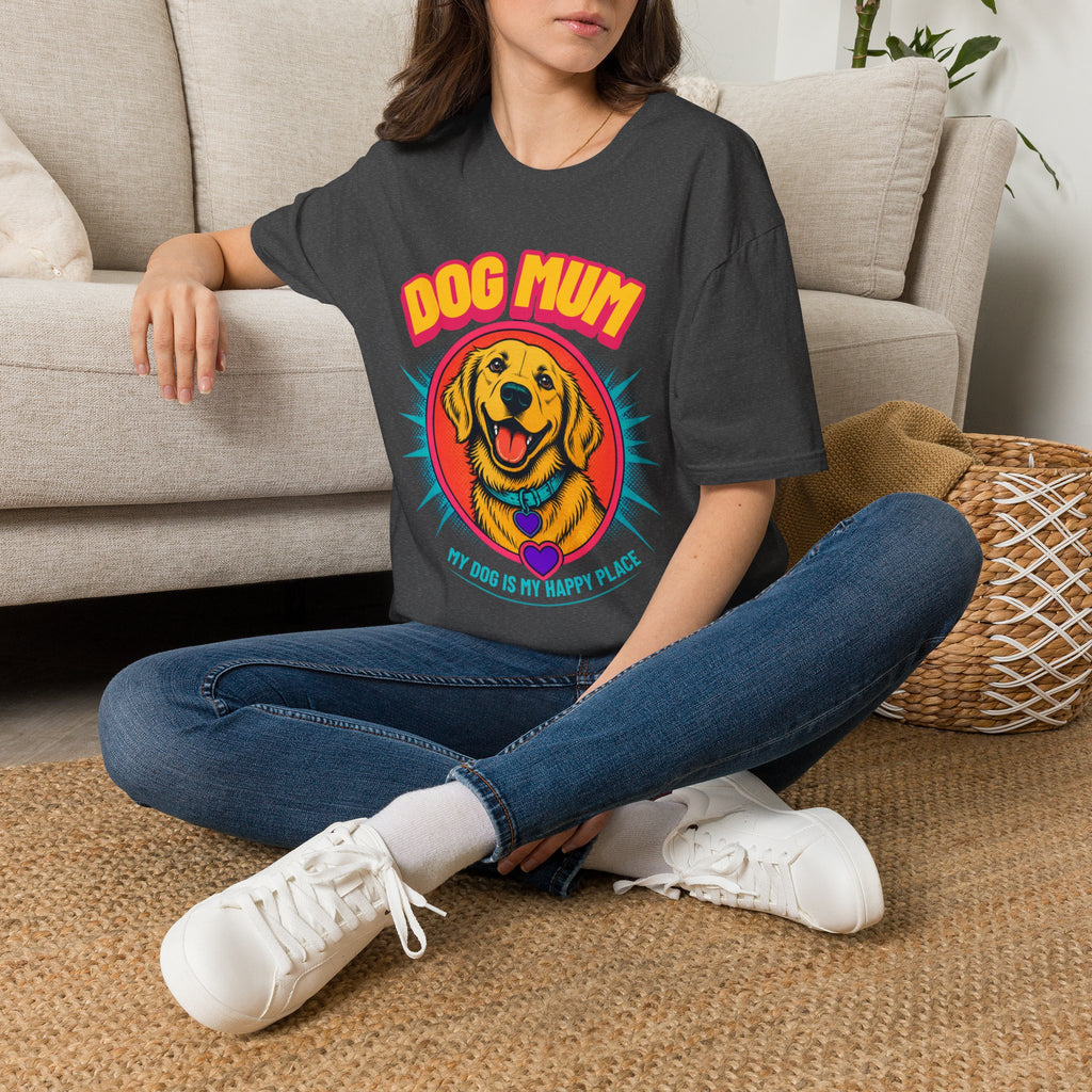 Dog Mum Golden Retriever T-Shirt | Cute Retro Dog Portrait, Pet Lover Tee