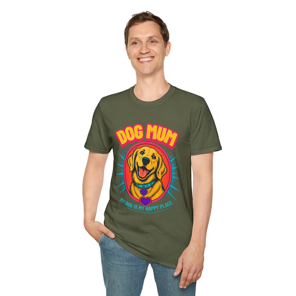 Dog Mum Golden Retriever T-Shirt | Cute Retro Dog Portrait, Pet Lover Tee