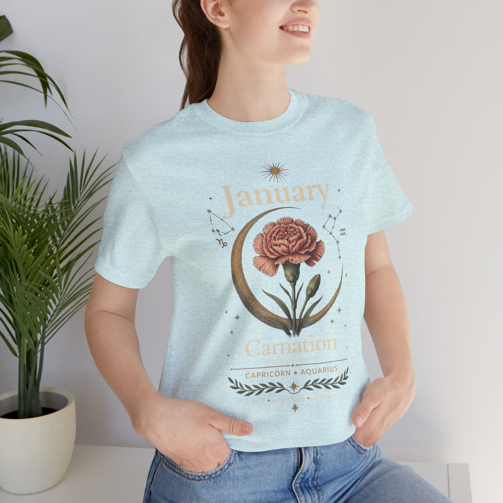 January Birth Flower - Carnation T-Shirt — Birth Month Flower Tee
