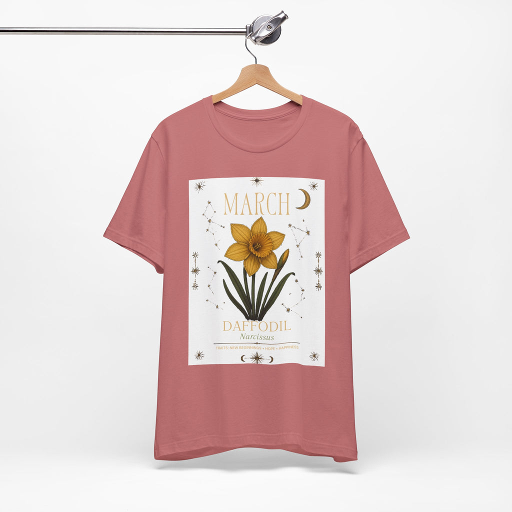 March Zodiac/Celestial aesthetics with birth flower — Birth Month Flower Tee
