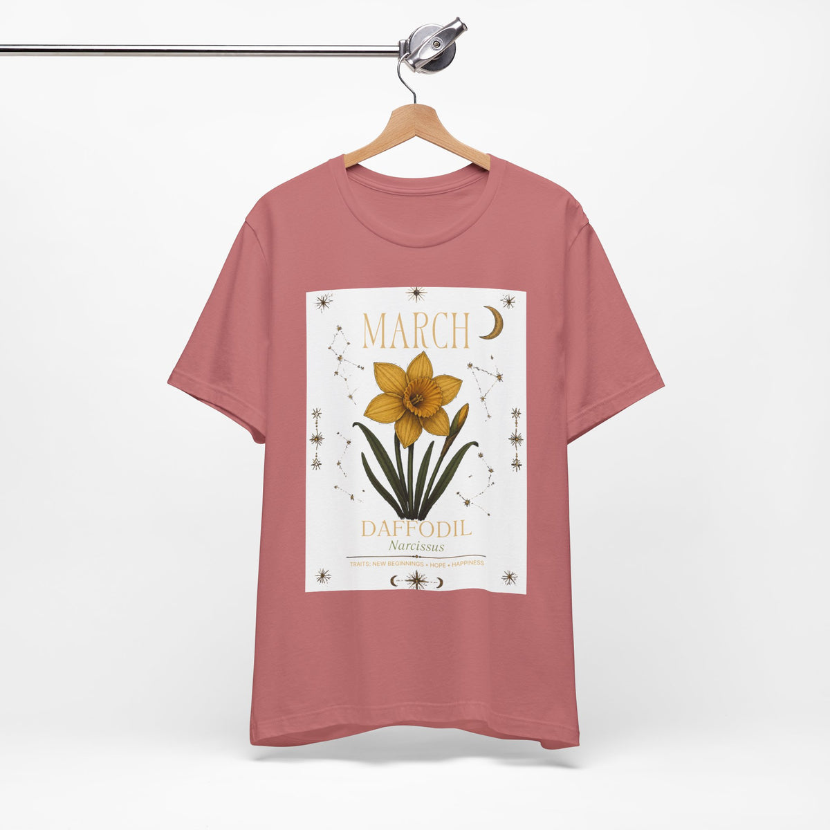 March Zodiac/Celestial aesthetics with birth flower — Birth Month Flower Tee