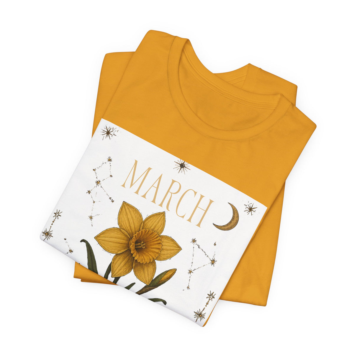 March Zodiac/Celestial aesthetics with birth flower — Birth Month Flower Tee