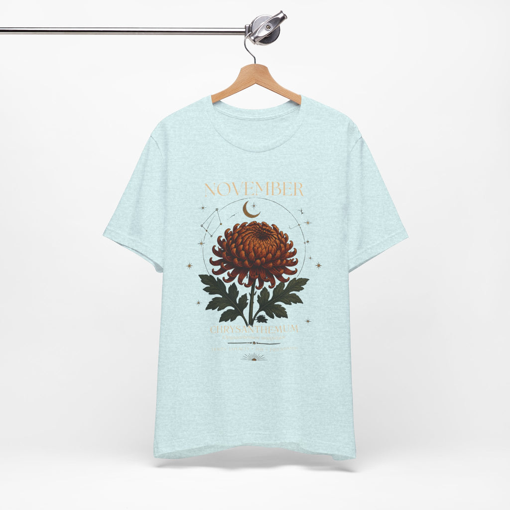 November Birth Flower Chrysanthemum Tee — Floral Birth Month T-Shirt