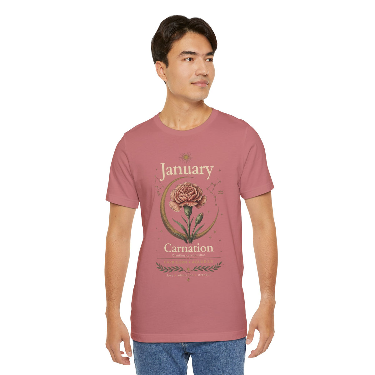 January Birth Flower - Carnation T-Shirt — Birth Month Flower Tee