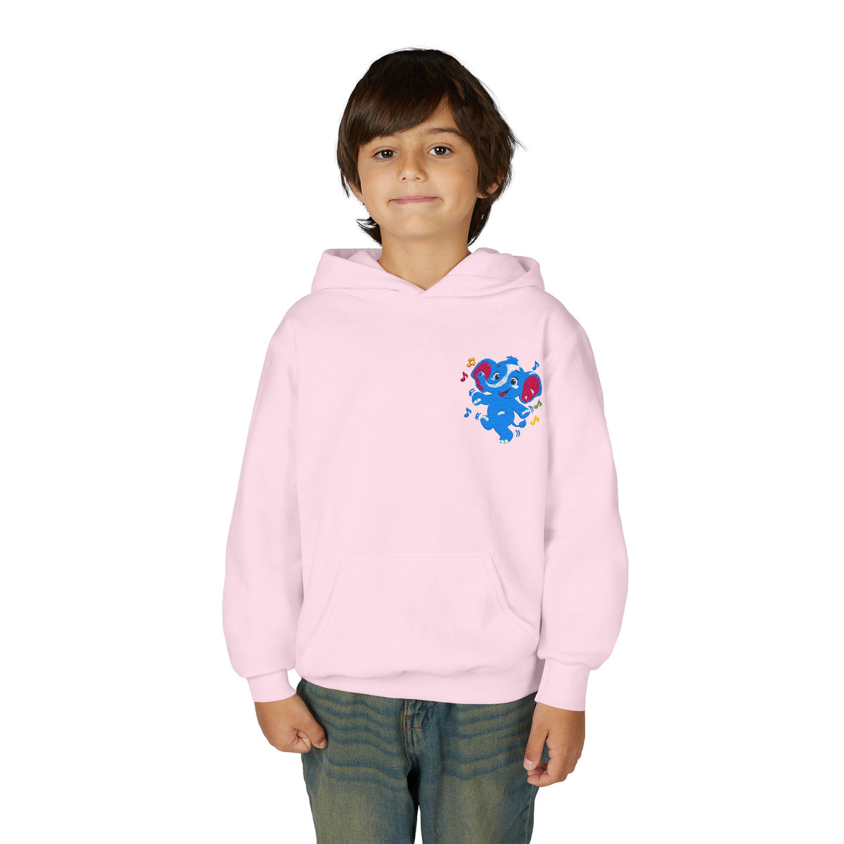 Kids Patriotic Elephant Hoodie – Blue Red USA Spirit Youth Sweatshirt