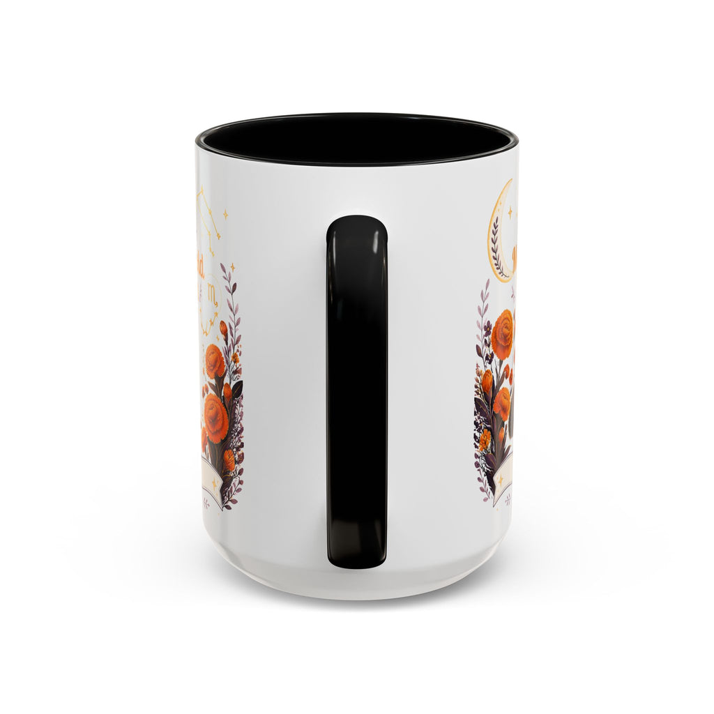 October Birth Flower Marigold Glow Accent Coffee Mug — Zodiac Libra Floral Hedgehog