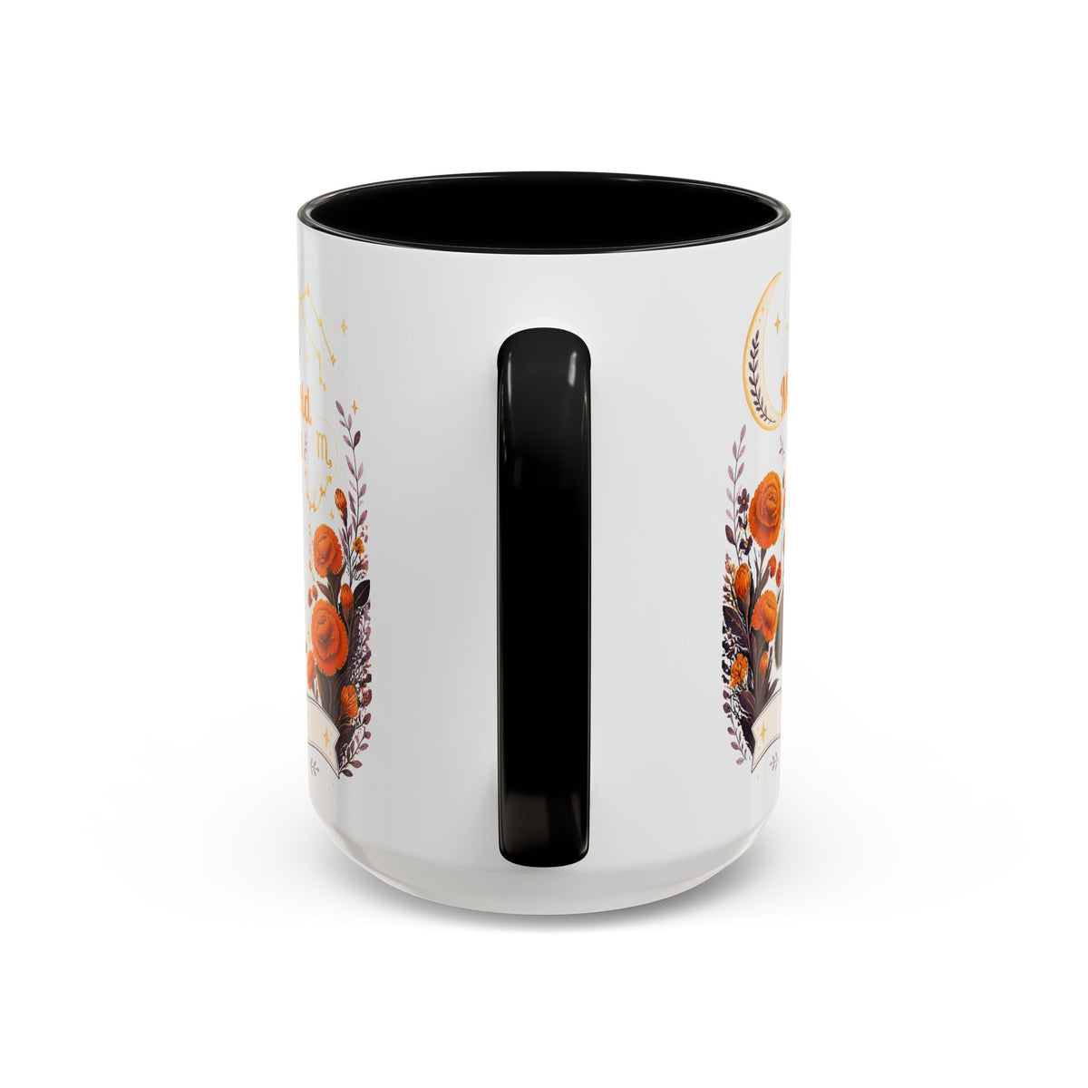 October Birth Flower Marigold Glow Accent Coffee Mug — Zodiac Libra Floral Hedgehog