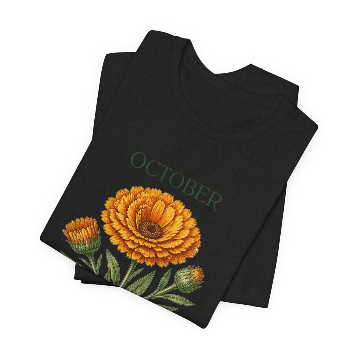 October Birth Flower Tee | Marigold & Cosmos Celestial Design | Birthday Gift