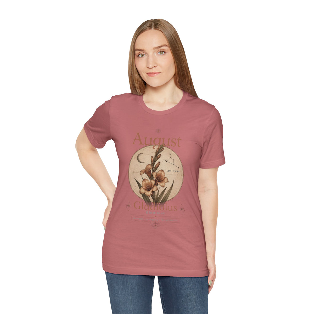 August Birth Flower Gladiolus Floral Tee