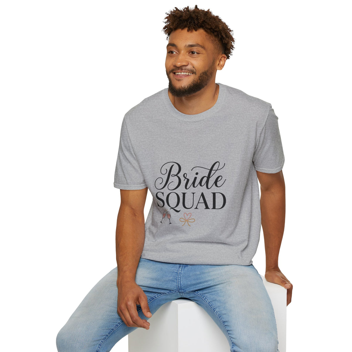Bride Squad T-Shirt — Bachelorette Party Bridesmaid Tee with Champagne Icons