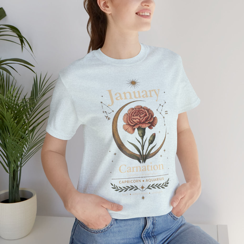 January Birth Flower - Carnation T-Shirt — Birth Month Flower Tee