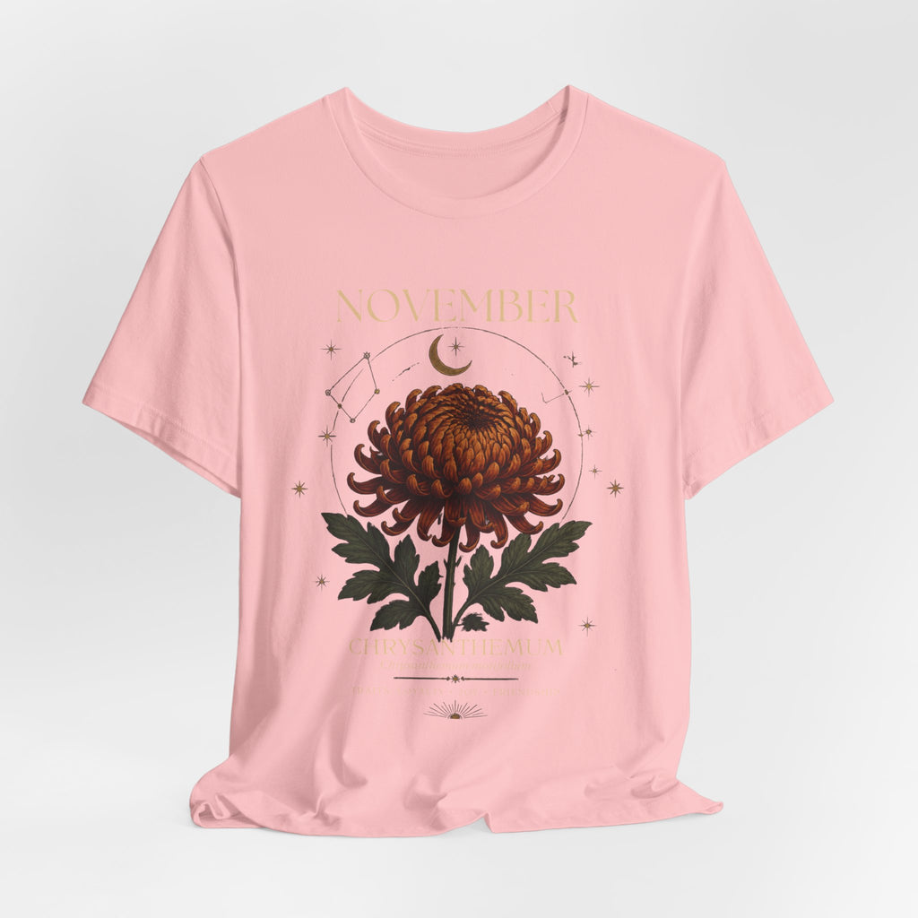 November Birth Flower Chrysanthemum Tee — Floral Birth Month T-Shirt