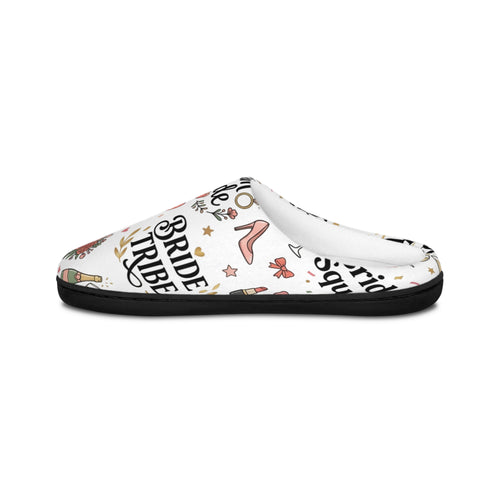 Bridal Party Indoor Slippers — 'Bride Squad' Champagne & Rose Pattern