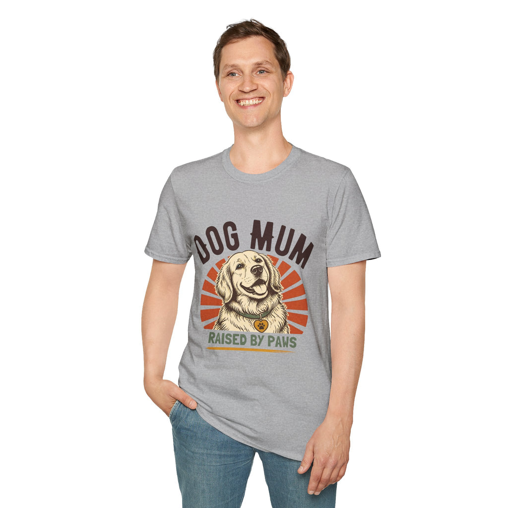 Dog Mum Raised By Paws T-Shirt | Golden Retriever Retro